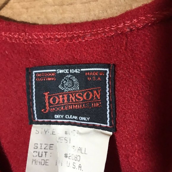 Vintage Johnson Woolen Mills Wool Vest Mens Size XSmall Cut #2080 Made USA Red - Picture 6 of 10